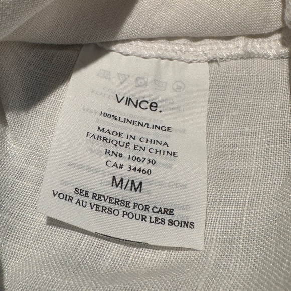 Vince White Linen Drawstring Button Fly Shorts 4” Inch Inseam size Medium EUC - Picture 6 of 15